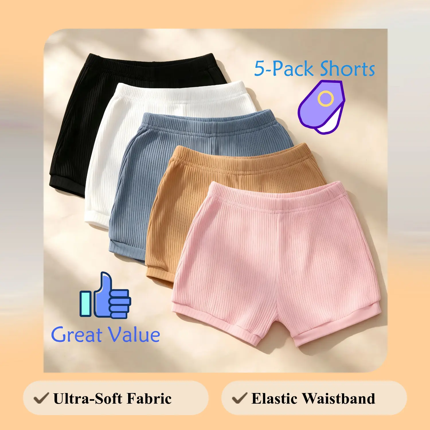 Great Deal 5pcs Baby Girl Shorts Outfit, Sizes 3M–5Y, Basic Solid Color Easy to Match Great Deal 5pcs Baby Girl Shorts Outfit, Sizes 3M–5Y, Basic Solid Color Easy to Match