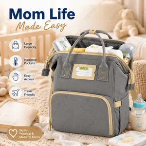 Lightbiz Multifunctional Diaper Bag Backpack, Waterproof Travel Diaper Tote with 3 Insulated Pockets, Large-Capacity Baby Bag with Changing Station, Stroller Clips, Unisex for Baby Travel Essentials Organization outdoorfun