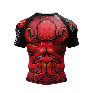 2023 New No gi Bjj Shirts jiu jitsu kickboxing Training Rashguard Polyester Spandex Compression Sublimation Sports Gym Blouses