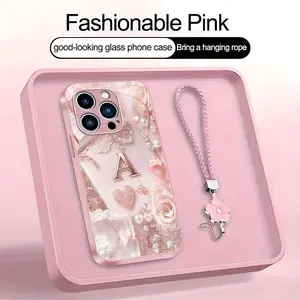 Lace Pearl Optical Illusion Art 2D Phone Case,Suitable for [iPhone 13 Pro Max] high-end women's, Lanyard a beautiful four-leaf clover lanyard is included🍀 952
