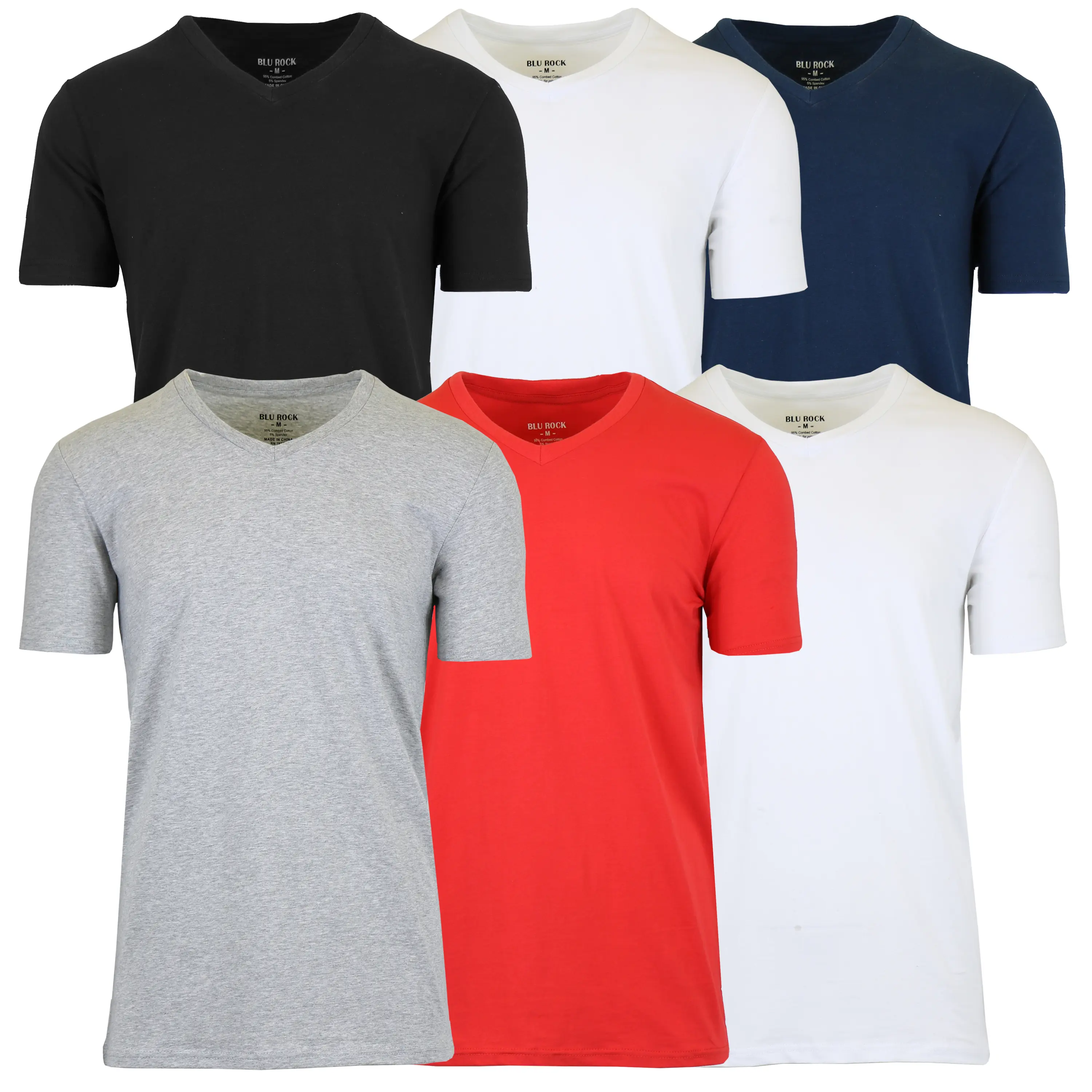 (V-Neck Stretch) Black-Grey-Navy-Red-White-White