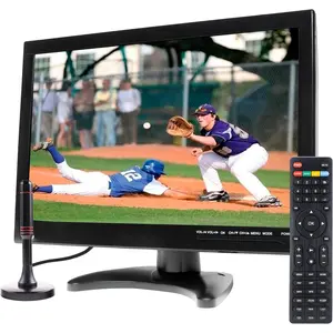 14" Portable TV LCD 1080P Rechargeable with 2 Antennas, HDMI, USB, RCA, FM Radio, Digital Tuner, AV Inputs, , and Remote Control for Travel