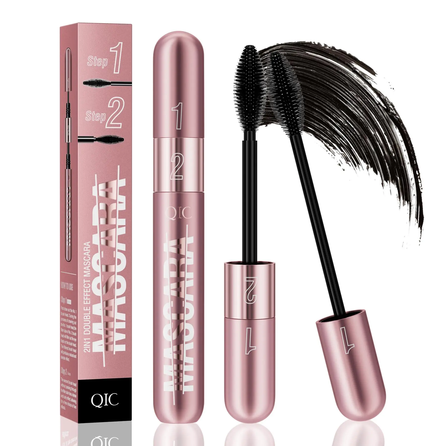 Waterproof Long Lasting Mascara, 1 Count Natural Curl Eyelashes Mascara, Eyelashes Lengthening Volumizing Defining, Professional Eye Makeup Products, Beach Proof Mascara
