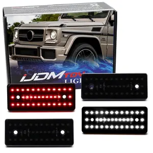 iJDMTOY Black-Out Smoked Lens White Front & Red Rear Full LED Side Marker Light Kit For 2015-2018 Mercedes W463 G-Class G500 G550 G55 G63 G65 AMG