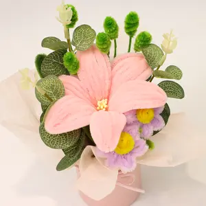 A Exquisite, Handcrafted Chenille Stem Flower Pot — The Perfect Desk Decoration, An Everlasting Bloom, and a Heartwarming Holiday Gift.