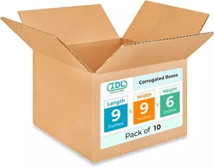 Small Moving & Shipping Boxes 9x9x6 inches (10-Pack) - Extra Strength 200 lb vs Regular - Corrugated Strong Boxes for Packaging - Cardboard Box Moving - Small Packing Box by IDL Packaging