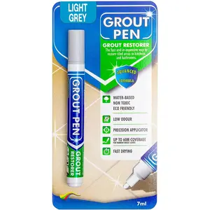 Grout Pen Light Grey Tile  Marker:  Grout , Tile Grout Colorant and Sealer Pen - Light Grey, Narrow 5mm Tip (7mL)