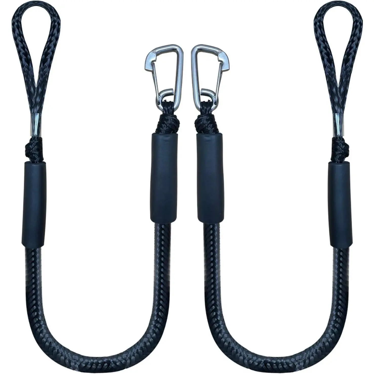 4 Feet Bungee Dock Line Mooring Rope 2-Pack for Docking with Stainless Steel Clip Accessories for Boats PWC, Built in Snubber, Kayak, Watercraft,SeaDoo,Jet Ski, Pontoon, Canoe, Power Boat