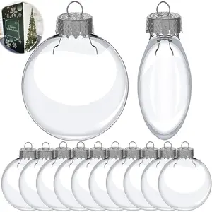 3.15 inch Clear Plastic Ornaments, Christmas Balls, DIY Fillable Ornament Clear Ornaments for Crafts - 24 count
