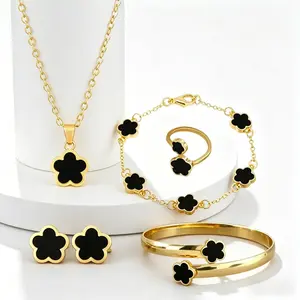 6Pcs Vintage Flower Jewelry Set for Women – Elegant Necklace, Bracelet, Bangle, Ring & Stud Earrings, Trendy All-Match & Exquisite Casual Vintage Charm Fashion Decorated Gift for Party Daily Clothing Decor, Birthday Gift for Girl Girlfriend Friends