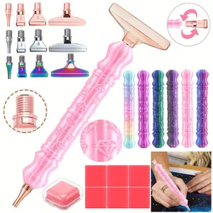 Diamond Painting Art Drill Bead Pen Set, Stainless Steel Silver Color Tip, 5D Diamond Painting Roller Tool Accessories, DIY Diamond Art Tools, Diamond Painting Kit