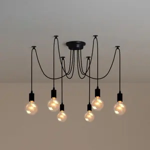 Spider Pendant Light Spider Chandelier Edison Bulb, Vintage Industrial Steam Punk Style Ceiling Light, Multi-Purpose DIY Pendant Lamp, Adjustable Wall Control
