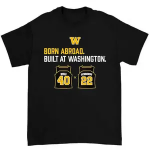 Washington Huskies Duo Graphic Tee Born Abroad Built At Washington Shirt