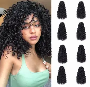 8 Packs GoGo Curl Crochet braids hair extensions for Women Natural Black Curly Crochet Deep Wave Braiding hair,Synthetic Bohemian Crochet Braid Water Wave Crochet hair Extensions(18inch, 1B)