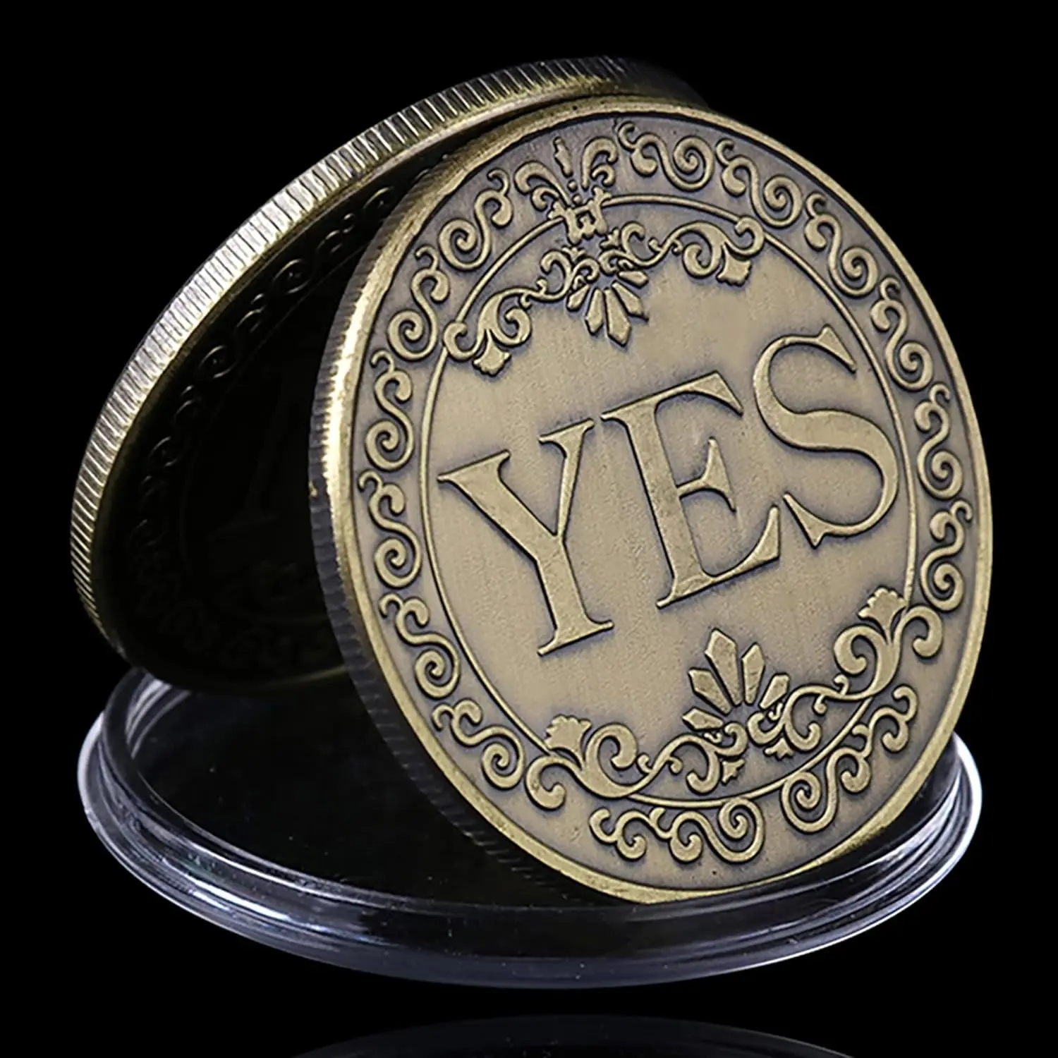 Retro Metal YES NO Flip Coin - Reversible portable fun coins, suitable for props and decorations, party games, and gift giving(1 pcs)