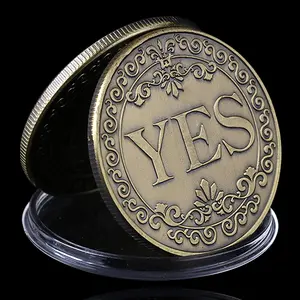 Retro Metal YES NO Flip Coin - Reversible portable fun coins, suitable for props and decorations, party games, and gift giving(1 pcs)