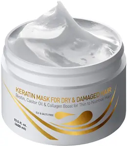 Vitamins Keratin Hair Mask Deep Conditioner - Dry Damaged or Color Treated Hair Conditioning Treatment for Curly or Straight Thin Fine Hair - 400ml