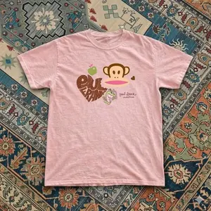 Pink Paul Frank With Cute Monkey Baby Tee – Y2K Vintage Cartoon Aesthetic Top