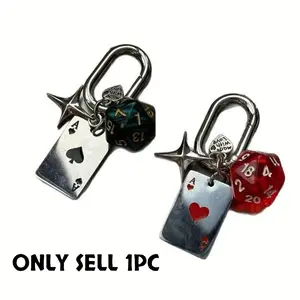 1 pc Multifaceted Dice Keychain | Aluminum Alloy Dice Pendant with Key Ring and Chain for Women's Accessories ...