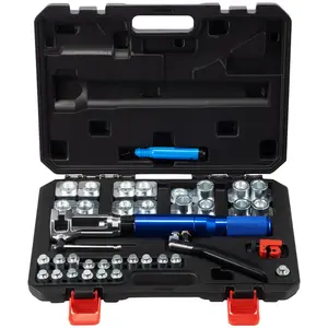 VEVOR Hydraulic Flaring Tool Kit, 45 °   Double Flaring Tool, Brake Repair Brake Flaring Tools for 3/16"-1/2", Brake Flare Tool with Tube Cutter and Deburrer, 32 PCS Tube Flaring Tools for Copper Lines