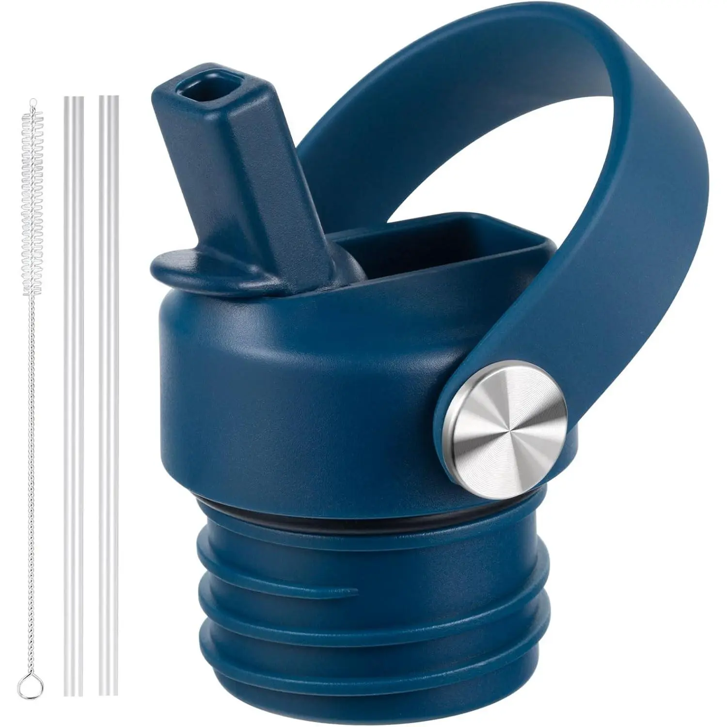 Straw Lid for Hydroflask, Lids with Straw for Hydro Flask 18 21 24 oz Standard Mouth, Replacement  Cap for HydroFlask Top Lid with Flexible Handle,  Water Bottle Cap Accessories, Indigo