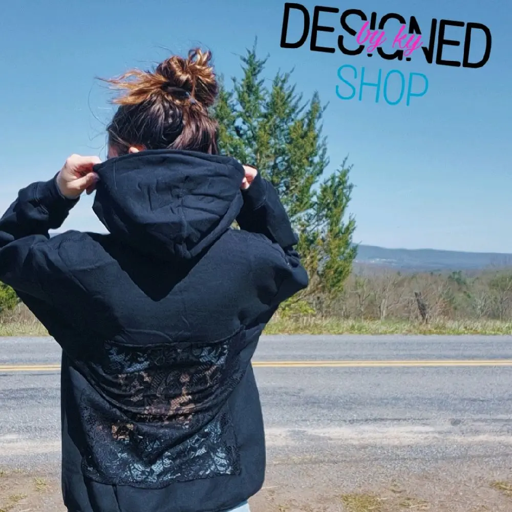 Lace Backless Hoodie- Womenswear- Sweatshirts- Tops- Pullover- Long Sleeve
