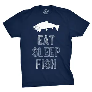 Mens Eat Sleep Fish T Shirt Funny Sarcastic Novelty Fishing Lover Gift for Dad Mens Funny T Shirts Cool Vintage Fashion T-Shirt Gift Classic Menswear Vintage Apparel for Men Funny Fishing Short Sleeve Novelty
