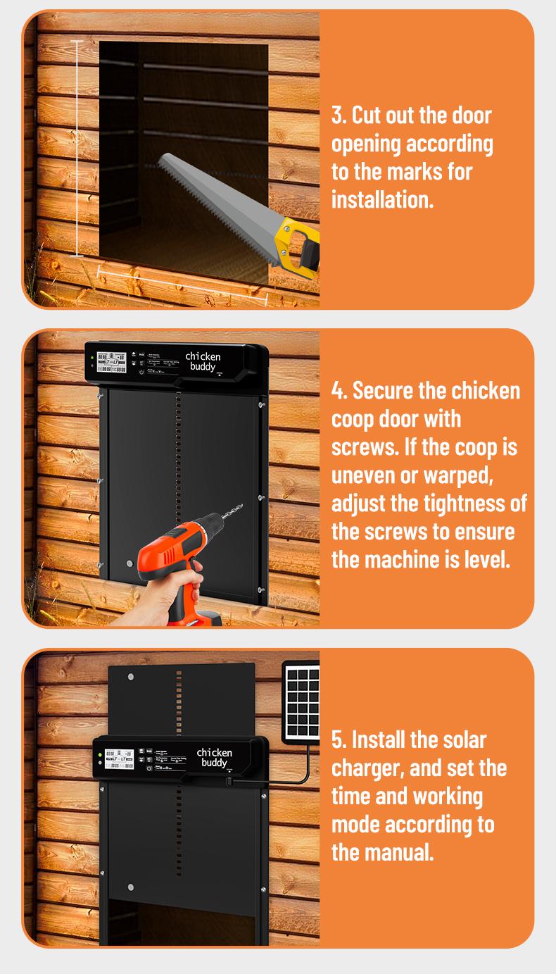 Automatic Chicken Coop Door Solar Powered, LCD Screen Electric Auto Chicken Coop Door with Timer & Light Sensor, Aluminum Rechargeable Automatic Chicken Door Opener with Remote Control & 4 Modes