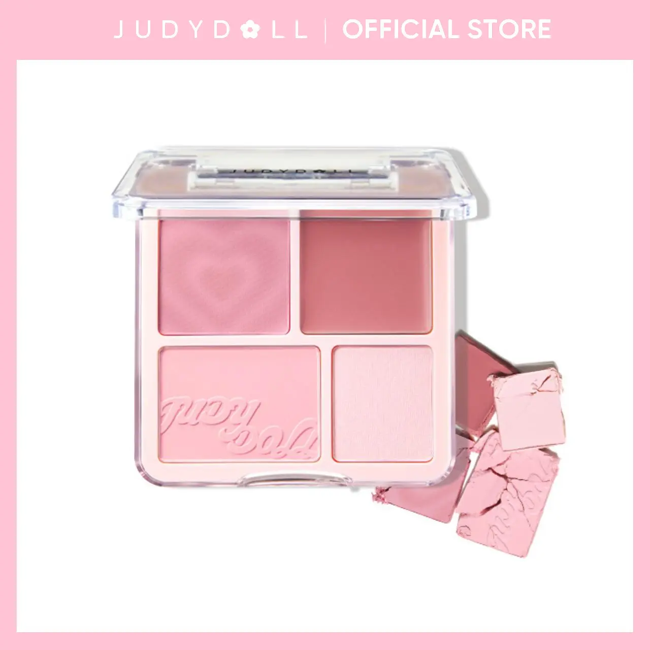 JUDYDOLL 2 In 1 Blush Highlight Palette, Powder & Cream, Natural, Brightening Skin Tone, Highlight, Smooth, Soft Color, Light Pink Blush For Girls, Cute And Lightweight, Long-Lasting, Cosmetic, Booming Beauty, Refresh Look, Summerwins