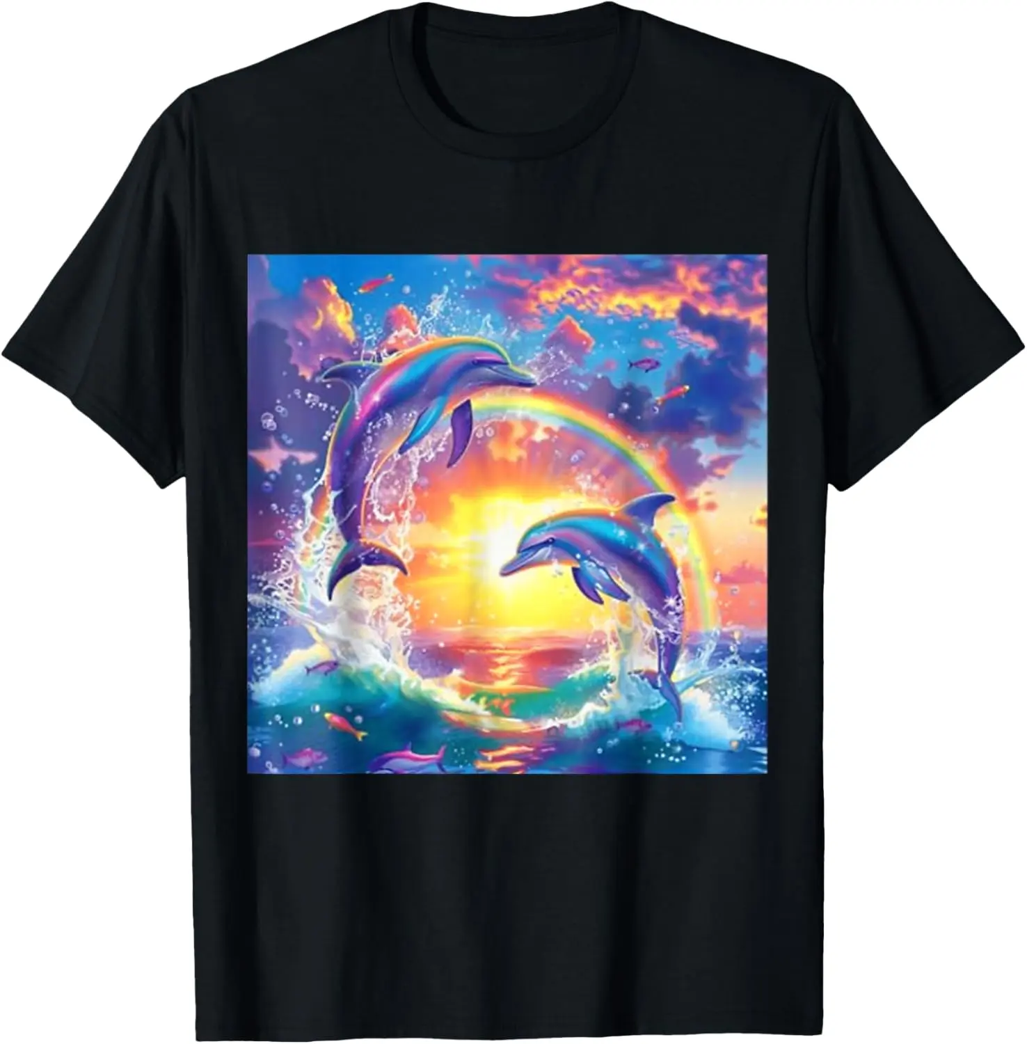 Men's Pure Cotton Symphony Dolphin Meme Graphic T-Shirt - Round Neck, Short Sleeve, Natural Fabric, Casual Fitness Top, Gift for Men