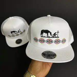 White Praying Cowboy Aztec SnapBack