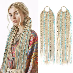Boho Braided Ponytail Extension with Hair Tie, 24" Long Viking Dreadlock Beads Ponytail Hand-braided Braids Hair Extensions Lightweight Natural Synthetic Hairpiece for Festival Cosplay Blonde