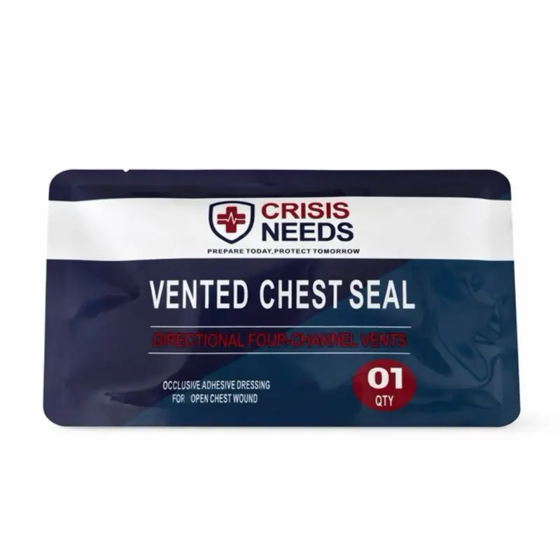 Rhino USA Vented Chest Seal Waterproof Bandage, Emergency Use Medical First Aid Supply for Preventing Tension Pneumothorax, Single Item