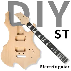 Flower Dance DIY ST Style Electric Guitar Kits with Mahogany Body Maple Neck and Accessories for Summer Labor Day Weekend