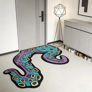 Cool Octopus Tentacle Carpet, Cyberpunk Style Irregular Rug, Fun Entrance Hallway Mat, Soft Plush Gaming Room Decor, Living Room Bathroom Closet Corridor Decorative Rug