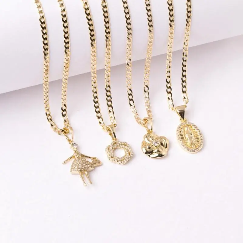 14K Gold Laminated Pendant Necklace Collection – 2mm Cuban Link Chain – 16¨20¨22¨