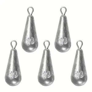 Fishing Weights Lead Sinkers, 10 Sizes Waterdrop-Shaped Fishing Lead Sinker with Ring, Long Throwing Rod Lead Pendant Weights for Saltwater Freshwater Fishing Gear, Fishing Accessories