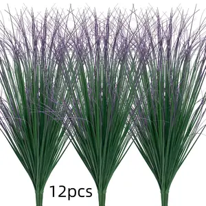 12Pcs Artificial Grass Plants, Faux Shrubs Wheat Grass, Artificial Tall Grass Fake Plants for Outdoor Decor,Artificial Greenery Stems Weed for Room Indoor Home Decor