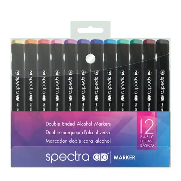 Spectra Dual Tip Alcohol Markers Basic set of 12 by Chartpak