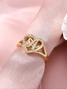 Fashion Heart & Letter Design Ring, Adjustable Open Ring, Women's & Girls' Gift, Party Fashion Jewelry, Daily Layered Accessory, Heart Initial Rings