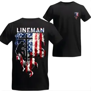Lineman American Flag Shirt, Sweatshirt, Hoodie Electric Lineman Patriotic T Shirt, USA Utility Worker Pride Tee, Blue Collar Independence Day Gift For Men For Husband
