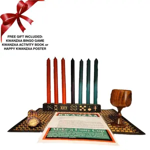 Kwanzaa Kinara - Seven Principles of "Kwanzaa" Kinara Celebration Set (11-Piece)