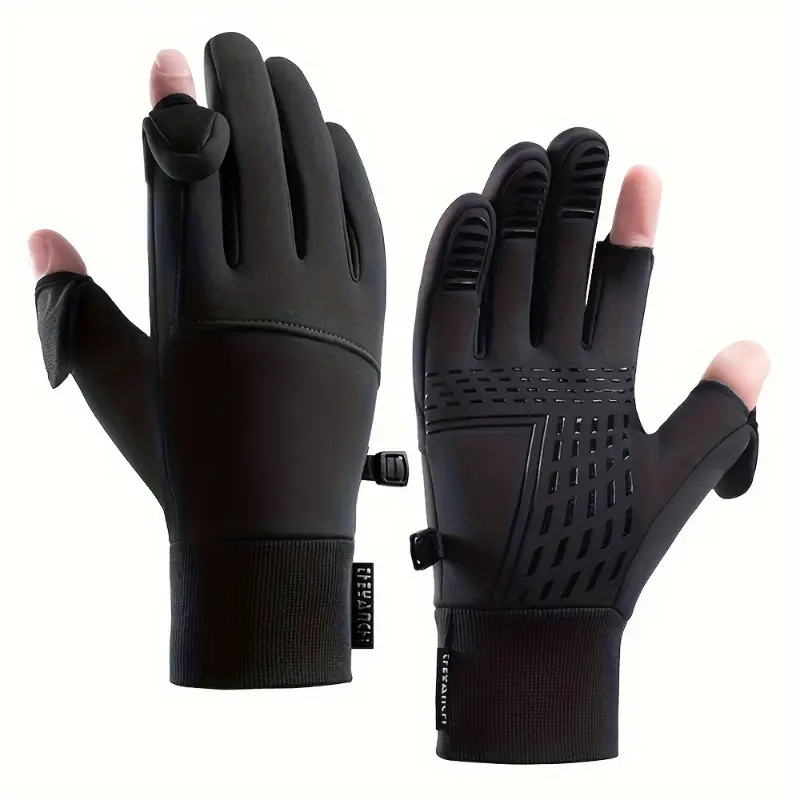 1pair Winter Cold-proof Touch Screen Gloves, Men's Windproof Waterproof Warm Gloves, For Running, Cycling, Driving, Fishing