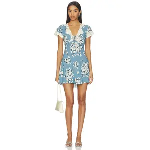 RIXO Lacie Dress in Amelia Bouquet Blue