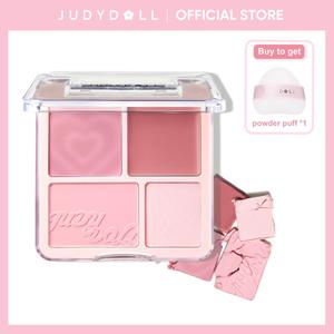 JUDYDOLL 2 In 1 Blush Highlight Palette, Powder & Cream, Sweet, Natural, Brightening Skin Tone, Highlight, Smooth, Soft Color, Light Pink Blush For Girls, Cute And Lightweight, Long-Lasting, Holiday Gift, Christmas Gift