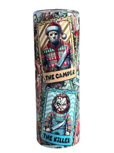 Tarot Christmas Horror Cards - 20oz oz 20 oz. 20oz. - Skinny Straight Sublimation Tumbler - Amy's Tumbler Junkies - Your Favorite Tumbler Shop!