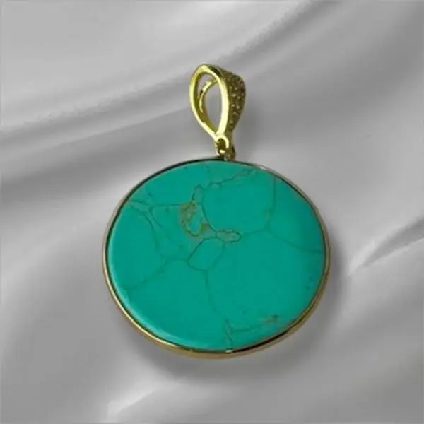 dije de turquesa con oro lamimado 4mm Gold Plated Pendant Shell Pendants
