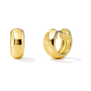 Dome Mini Huggie Earrings in Sterling Silver 0.5"