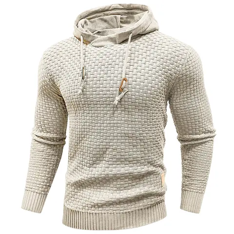 Zaitun Men's Slim Fit Solid Knit Hooded Pullover Sweater - Long Sleeves, Medium Stretch Fabric, Smart Weave, Breathable, Cozy, Easy Pull On, Good for Layering Under Jackets, Lightweight Pullover Hoodie, Machine Wash, Flat Dry