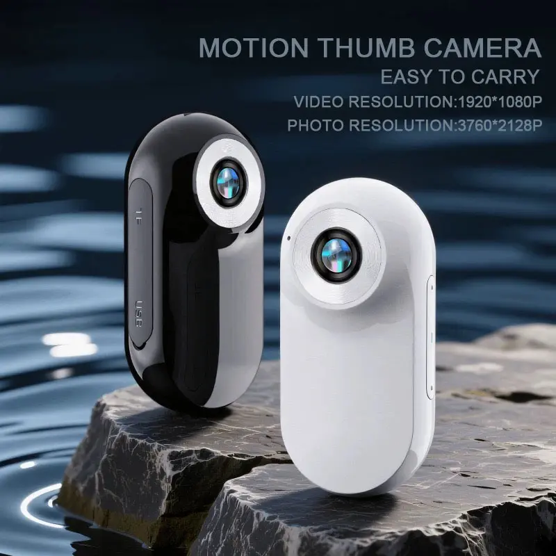 Handy 1080P Magnetic Thumb Action Camera - Automatic Recording Body Cam, Compact POV Recorder with Autofocus, AVI Support, USB Cable, Micro SD Compatibility, Portable Buttons, Magnet Mount, Safety Cord, Back Clip for Vlogging, Sports (Father's Day Gift),,